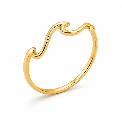 ANEL ONDA BANHADO A OURO 18K