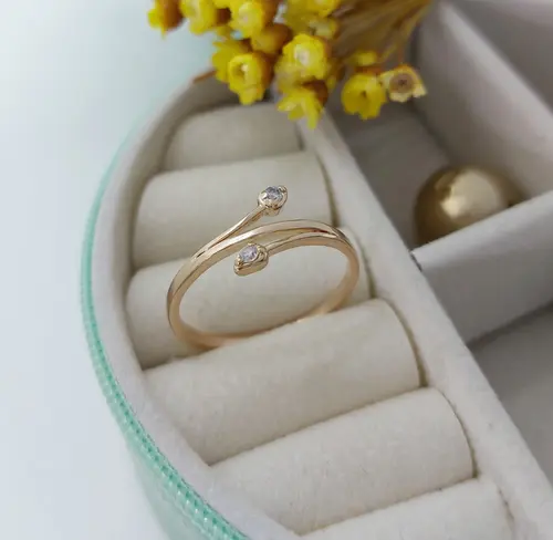 Anel Gotas de Luz Banhado a Ouro 18K