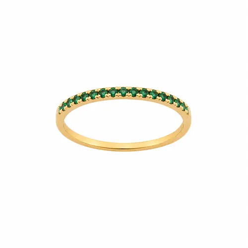 ANEL MINIMALISTA ESMERALDA CRAVEJADO BANHADO A OURO 18K