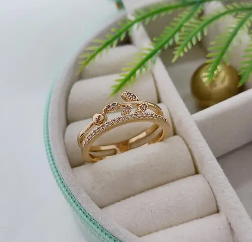 ANEL ENCANTO DAS FOLHAS BANHADO A OURO 18K