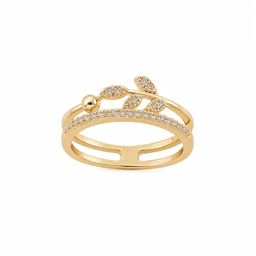 ANEL ENCANTO DAS FOLHAS BANHADO A OURO 18K