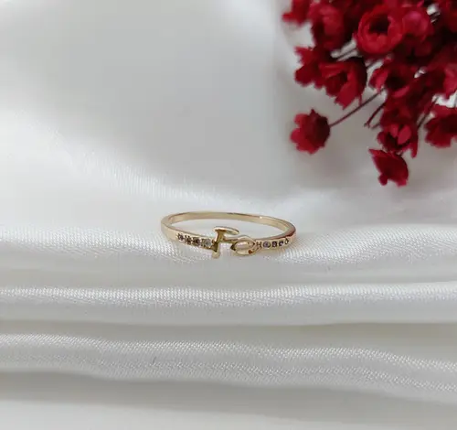 ANEL FALANGE FÉ BANHADO A OURO 18K