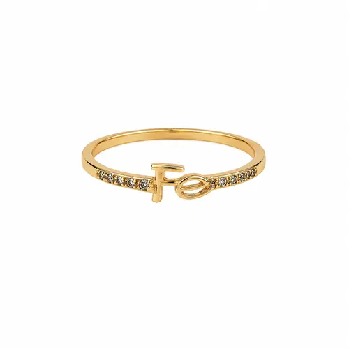 ANEL FALANGE FÉ BANHADO A OURO 18K