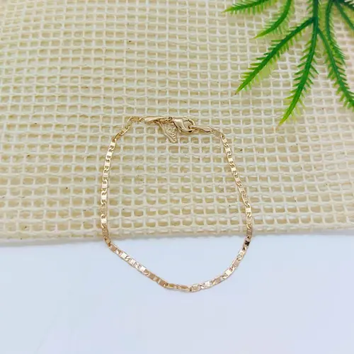 PULSEIRA INFANTIL ELO QUADRADO BANHADA A OURO 18K