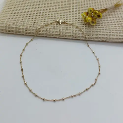 TORNOZELEIRA ESFERAS DE OURO BANHADA A OURO 18K