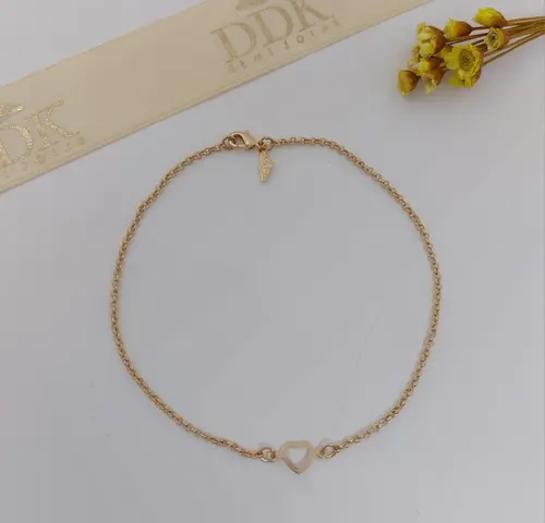 TORNOZELEIRA CORAÇÃO VAZADO BANHADO A OURO 18K