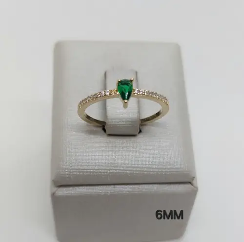 ANEL AURORA ESMERALDA BANHADO A OURO 18K