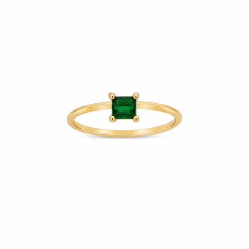 ANEL SOLITARIO ESMERALDA ROYALE BANHADO A OURO 18K