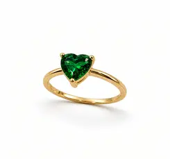 ANEL SOLITARIO LOVE GREEN BANHADA A OURO 18K