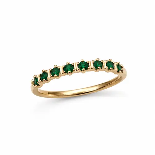 ANEL FILEIRA ESMERALDA BANHADA A OURO 18K