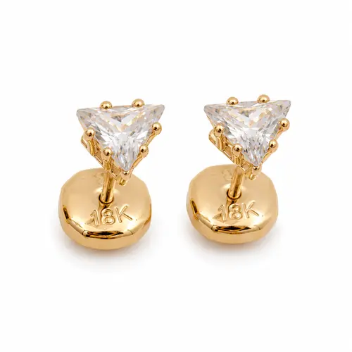 BRINCO DUPLO P LUZ TRIANGULO BANHADO A OURO 18K