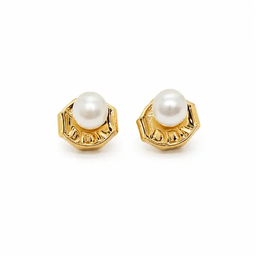 BRINCO PEARL GLOW PP BANHADO A OURO 18K