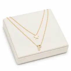 COLAR DUPLO INITIAL ESTRELA BANHADO A OURO 18K
