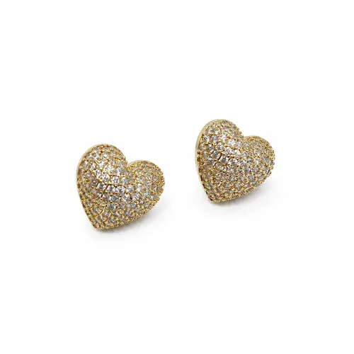 BRINCO CORAÇÃO LUXO CRAVEJADO BANHADO A OURO 18K