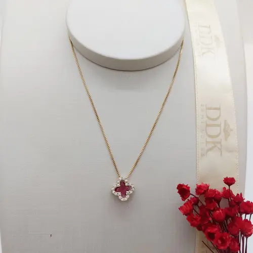 CHOKER TREVO PINK BANHADA A OURO 18K