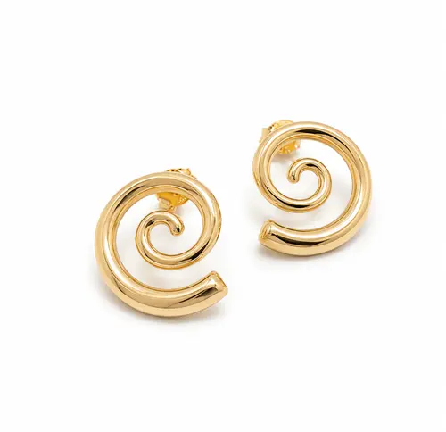 BRINCO SPIRAL GOLD BANHADA A OURO 18K