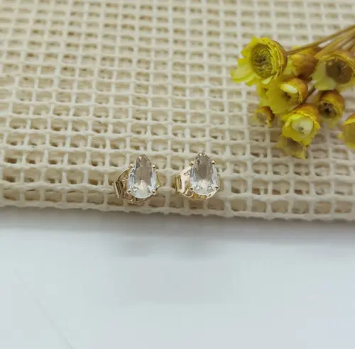 BRINCO GOTA CRYSTAL DROP GOLD BANHADO A OURO 18K