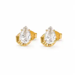 BRINCO GOTA CRYSTAL DROP GOLD BANHADO A OURO 18K