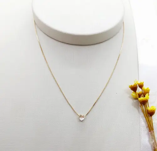 CHOKER CORAÇÃO DIAMOND BANHADO A OURO 18K