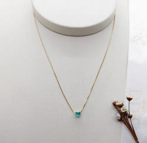 CHOKER CORAÇÃO BLUE BANHADO A OURO 18K