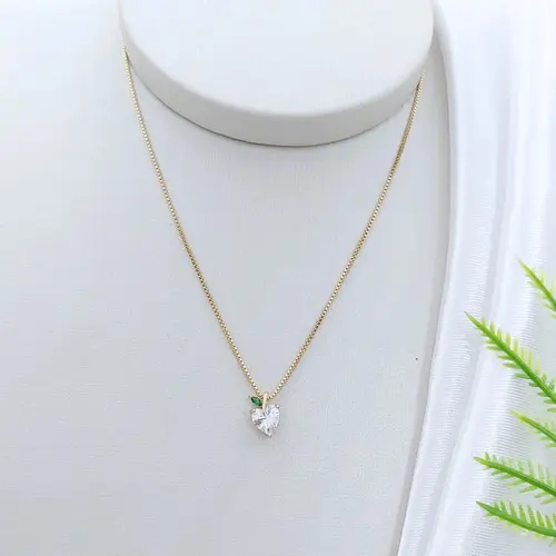 COLAR MAÇÃ VERDE BANHADO A OURO 18K