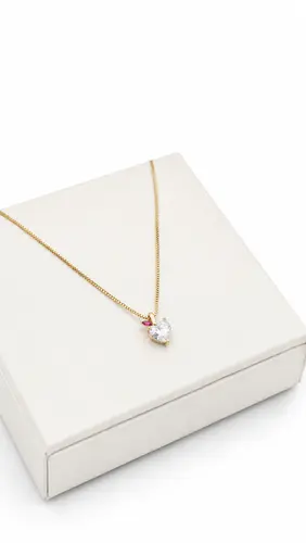 COLAR MAÇÃ VERMELHA BANHADA A OURO 18K