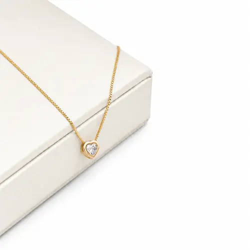 CHOKER CORAÇÃO CRISTAL BANHADA A OURO 18K
