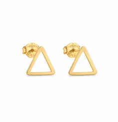 BRINCO DUPLO TRIAN VAZADO BANHADO A OURO 18K