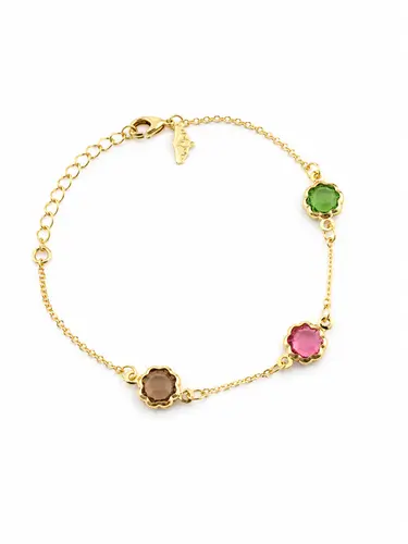 PULSEIRA INF CRISTAIS ARCO-ÍRIS BANHADA A OURO 18K