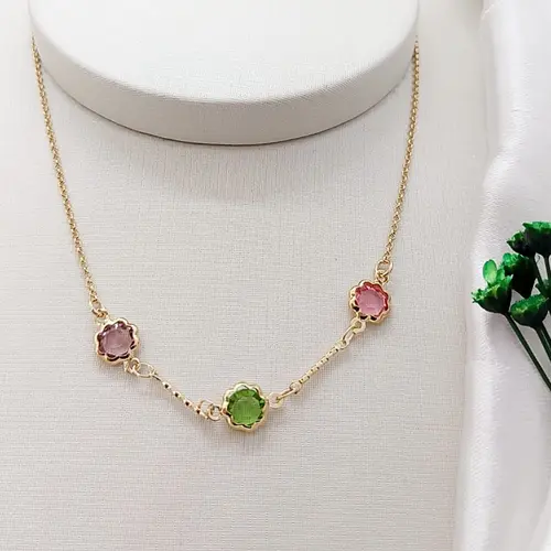 COLAR HARMONIA DE CORES BANHADO A OURO 18K