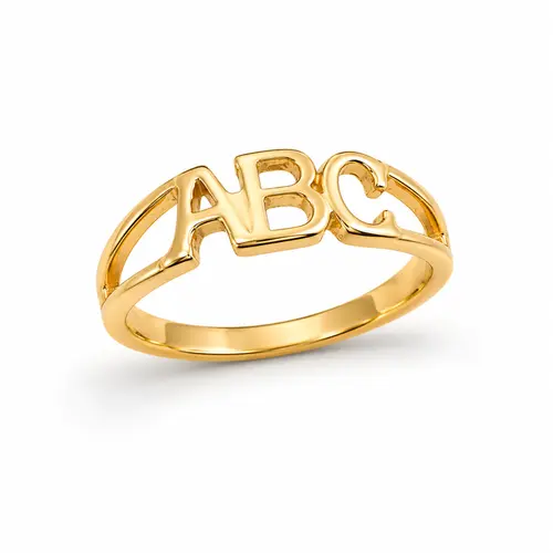 ANEL ABC INITAL LUXE BANHADA A OURO 18K