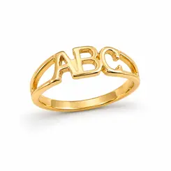 ANEL ABC INITAL LUXE BANHADA A OURO 18K