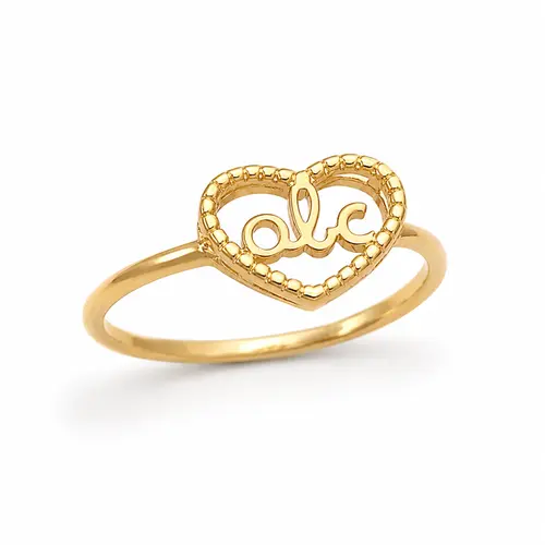 ANEL ABC CORAÇÃO LOVE BANHADO A OURO 18K