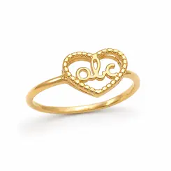 ANEL ABC CORAÇÃO LOVE BANHADO A OURO 18K