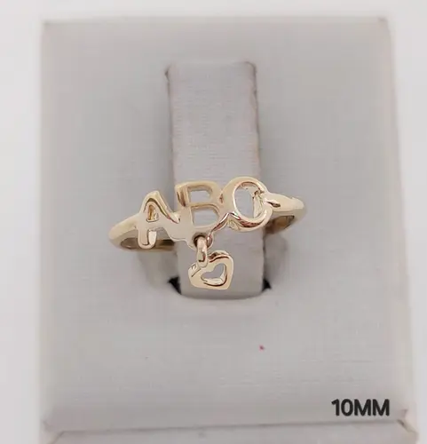 ANEL ABC INITAL HEART BANHADO A OURO 18K