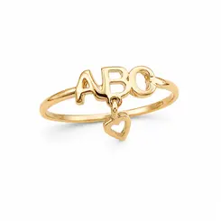 ANEL INITIAL HEART BANHADO A OURO 18K
