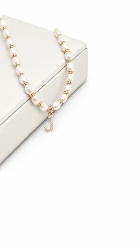 CHOKER PÉROLA INICIAL BANHADA A OURO 18K