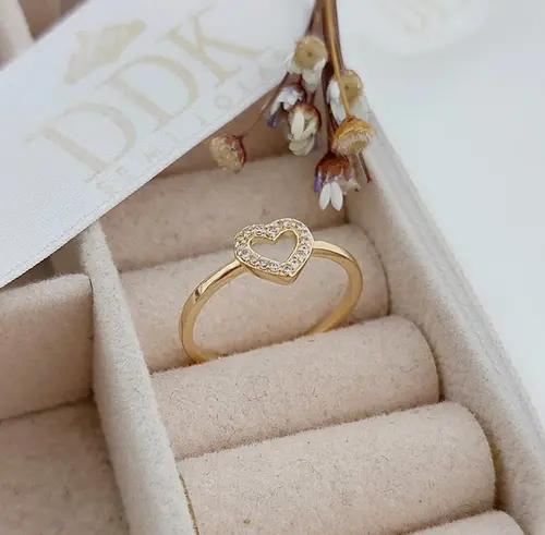 ANEL CORAÇÃO LUMI BANHADO A OURO 18K