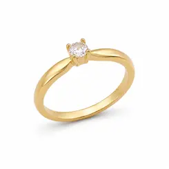 ANEL SOLITARIO ELEGANCE BANHADO A OURO 18K