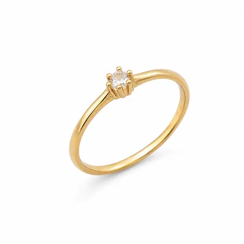 ANEL SOLITARIO PRINCESS GLOW BANHADO A OURO 18K