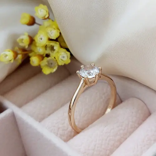 ANEL SOLITÁRIO AURORA BANHADO A OURO 18K