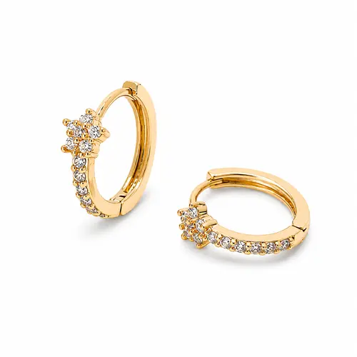 ARGOLA JARDIM CRAVEJADA BANHADA A OURO 18K