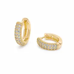 ARGOLA GLAM PAVÊ G BANHADO A OURO 18K