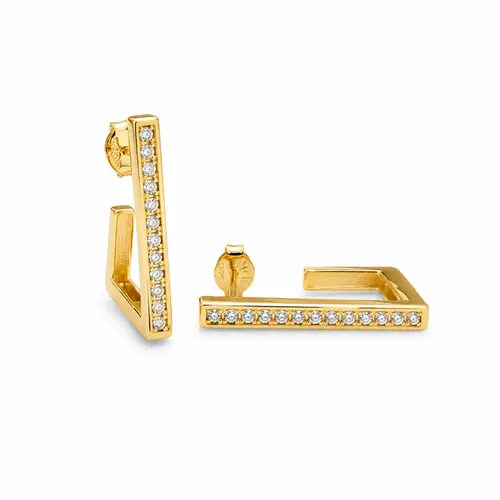 BRINCO GEOMTRIC LUNAR BANHADO A OURO 18K