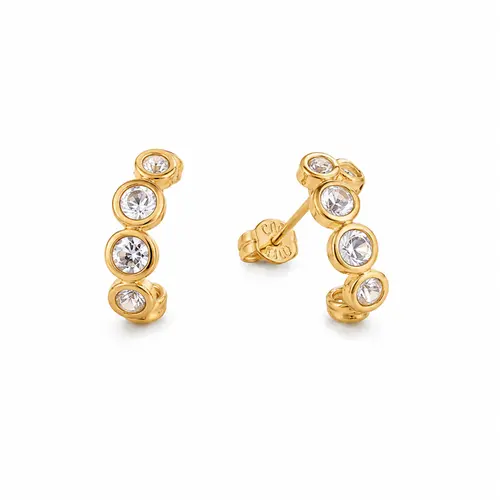 ARGOLA ZIRCÕNIAS REDONDA BANHADA A OURO 18K
