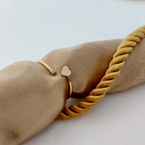 ANEL CORAÇÃO CELESTE BANHADO A OURO 18K