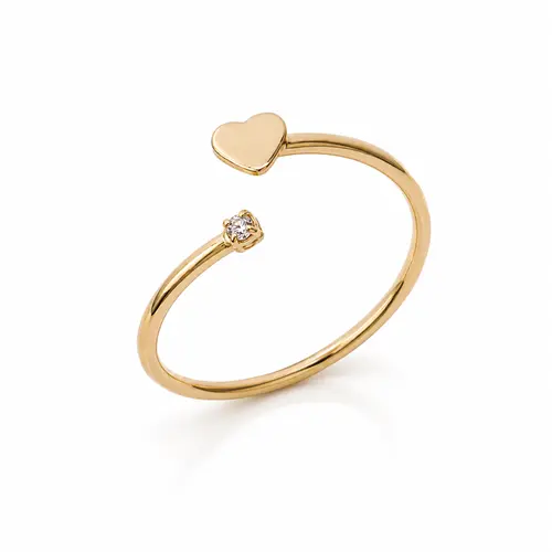 ANEL CORAÇÃO CELESTE BANHADO A OURO 18K