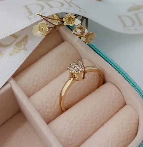 ANEL CORAÇÃO LOVE SHINE BANHADO A OURO 18K