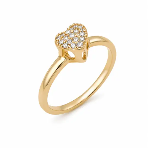 ANEL CORAÇÃO LOVE SHINE BANHADO A OURO 18K