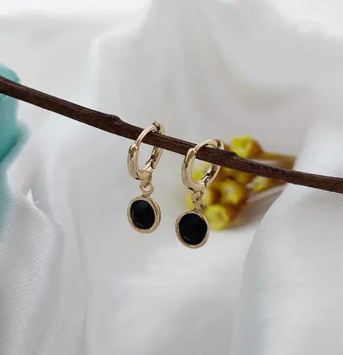 ARGOLA BLACK DROP BANHADA A OURO 18K